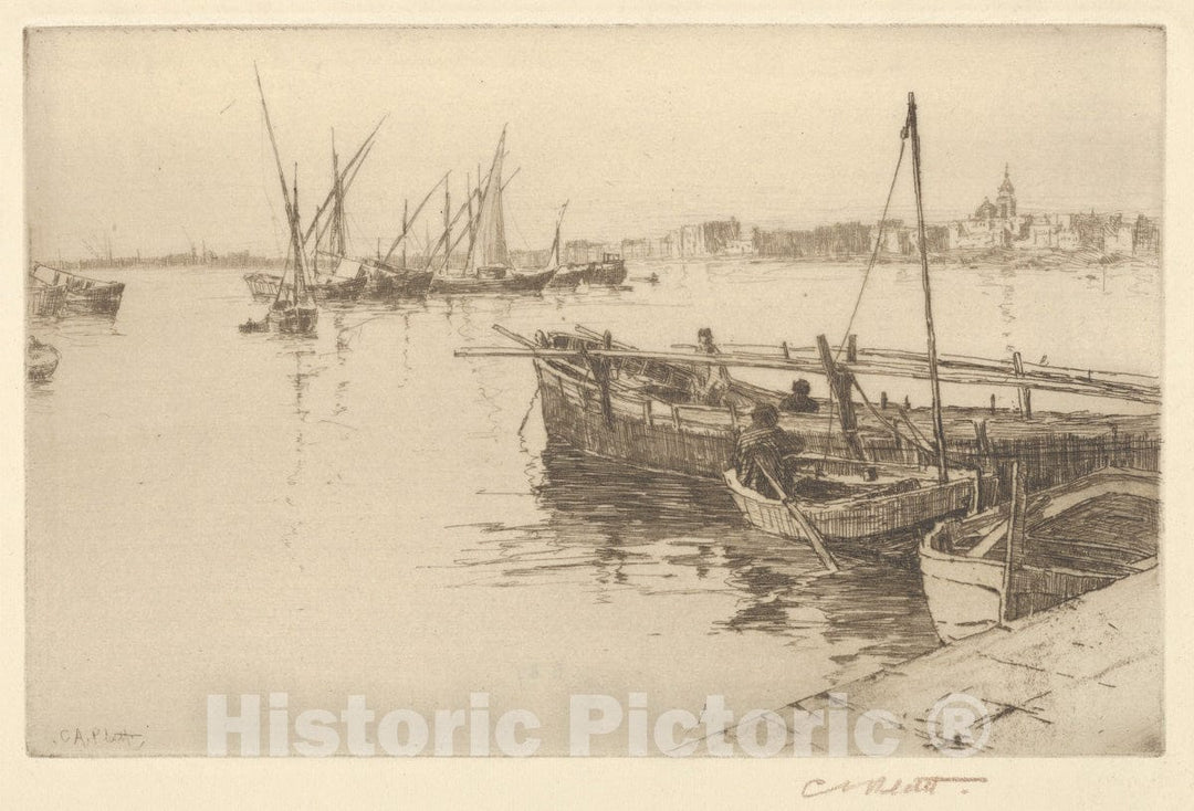Art Print : Charles Adams Platt - Harbor of Naples : Vintage Wall Art
