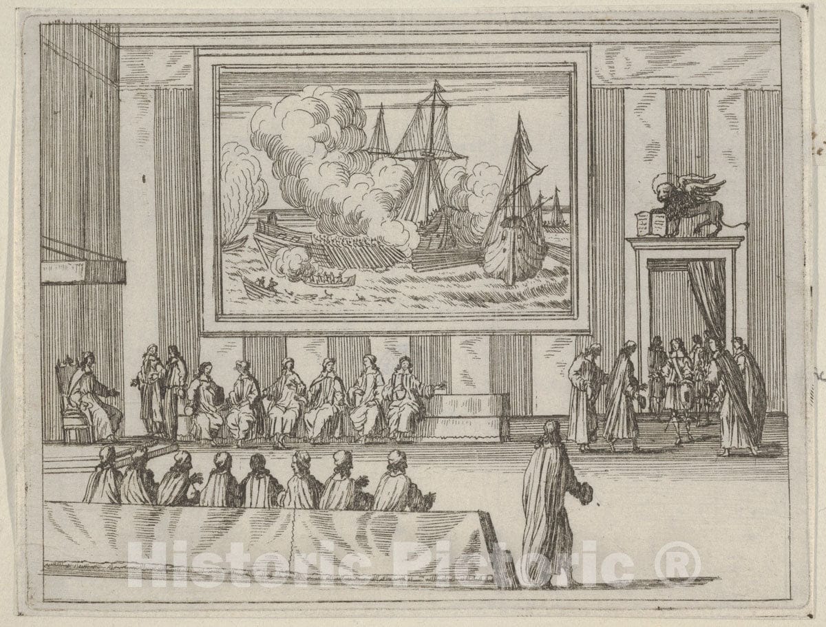 Art Print : Francesco I d'Este Presents Himself with Warmth and Humility - Artist: Bartolomeo Fenice (Fenis) - Created: 1659 : Vintage Wall Art