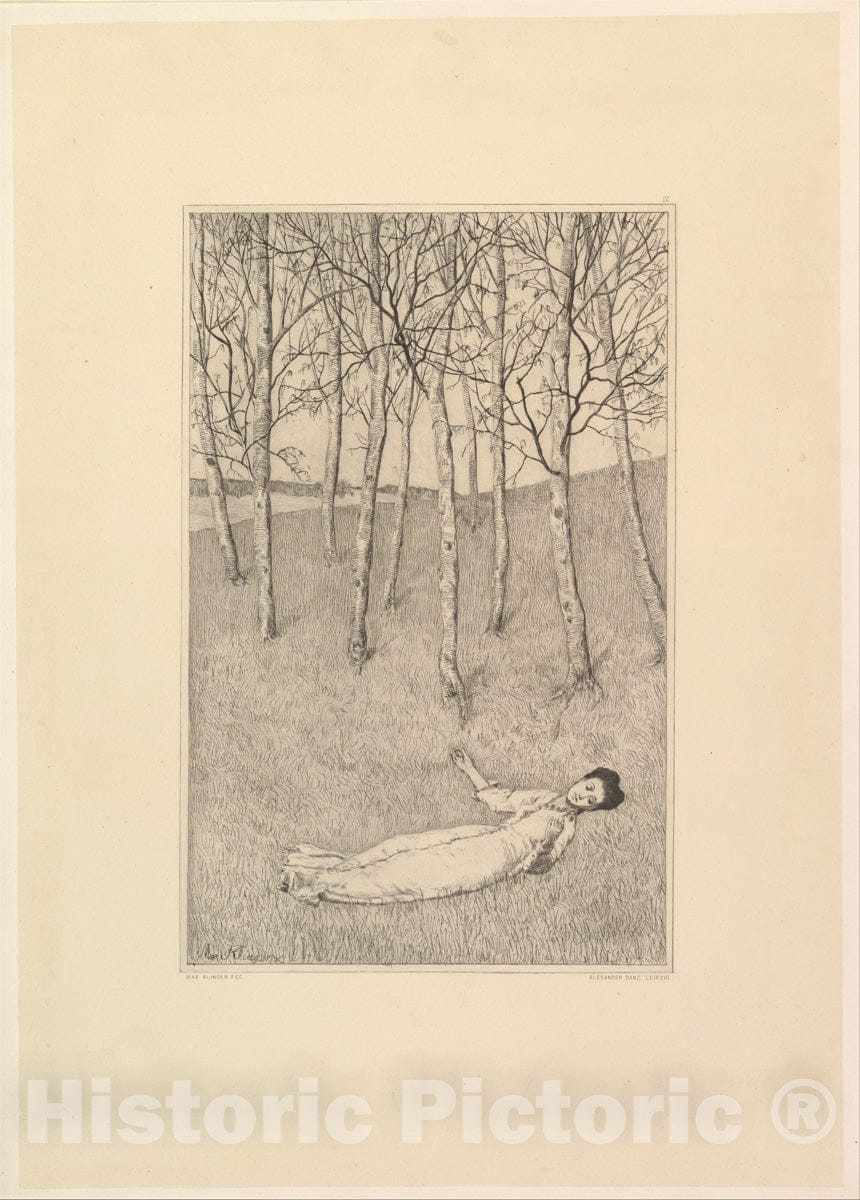 Art Print : Max Klinger - Frühlingsanfang, from The Series Radierte Skizzen : Vintage Wall Art