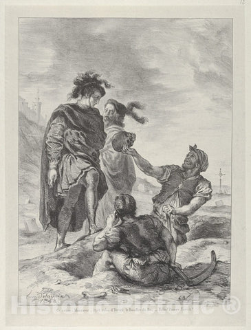 Art Print : Eugène Delacroix - Hamlet and Horatio Before The Gravediggers : Vintage Wall Art