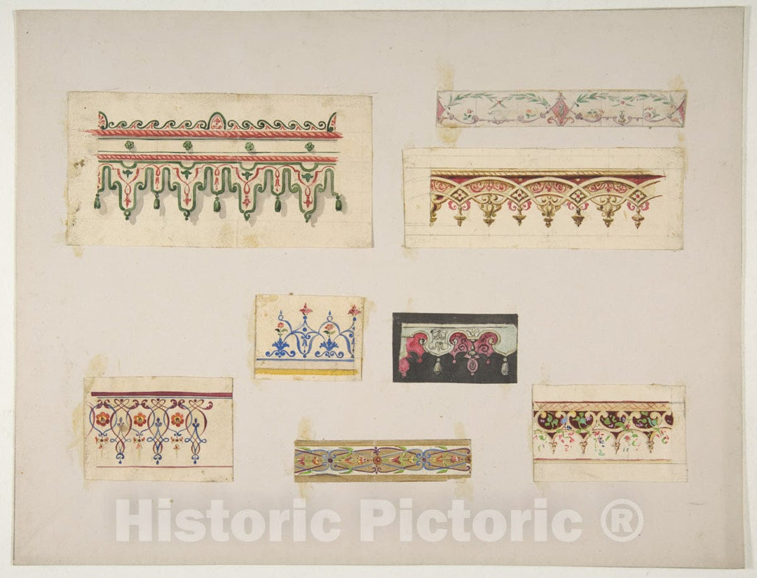Art Print : Jules-Edmond-Charles Lachaise - Eight Designs for Decorative Borders : Vintage Wall Art