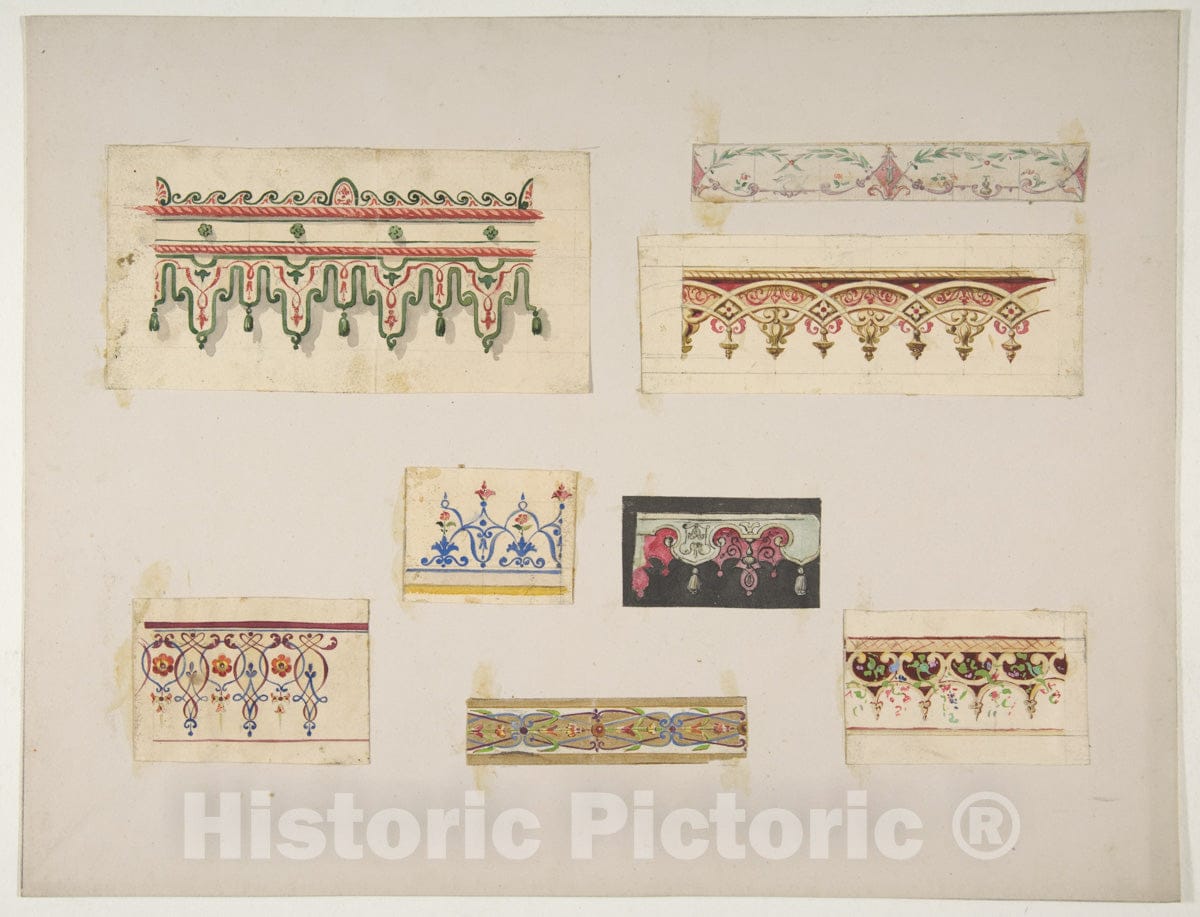 Art Print : Jules-Edmond-Charles Lachaise - Eight Designs for Decorative Borders : Vintage Wall Art