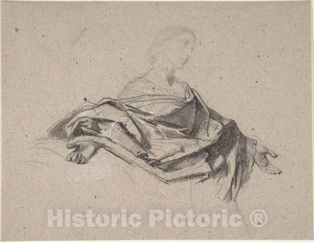 Art Print : François-Claudius Compte-Calix - Half-Length Figure of a Woman with Outstretched Arms : Vintage Wall Art