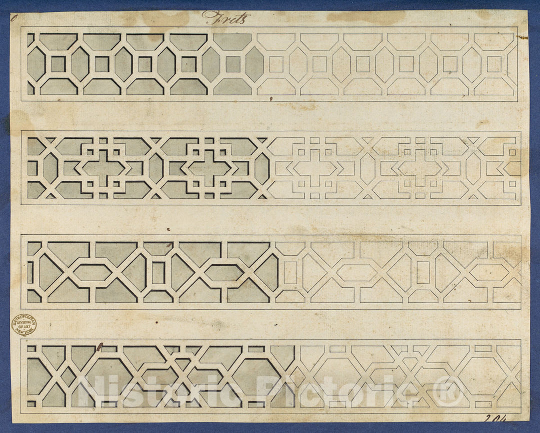Art Print : Thomas Chippendale - Frets, from Chippendale Drawings, Vol. II 3 : Vintage Wall Art