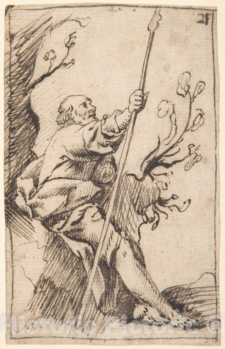 Art Print : Antonio del Castillo y Saavedra - Figure of St. James The Great Seated in a Landscape : Vintage Wall Art