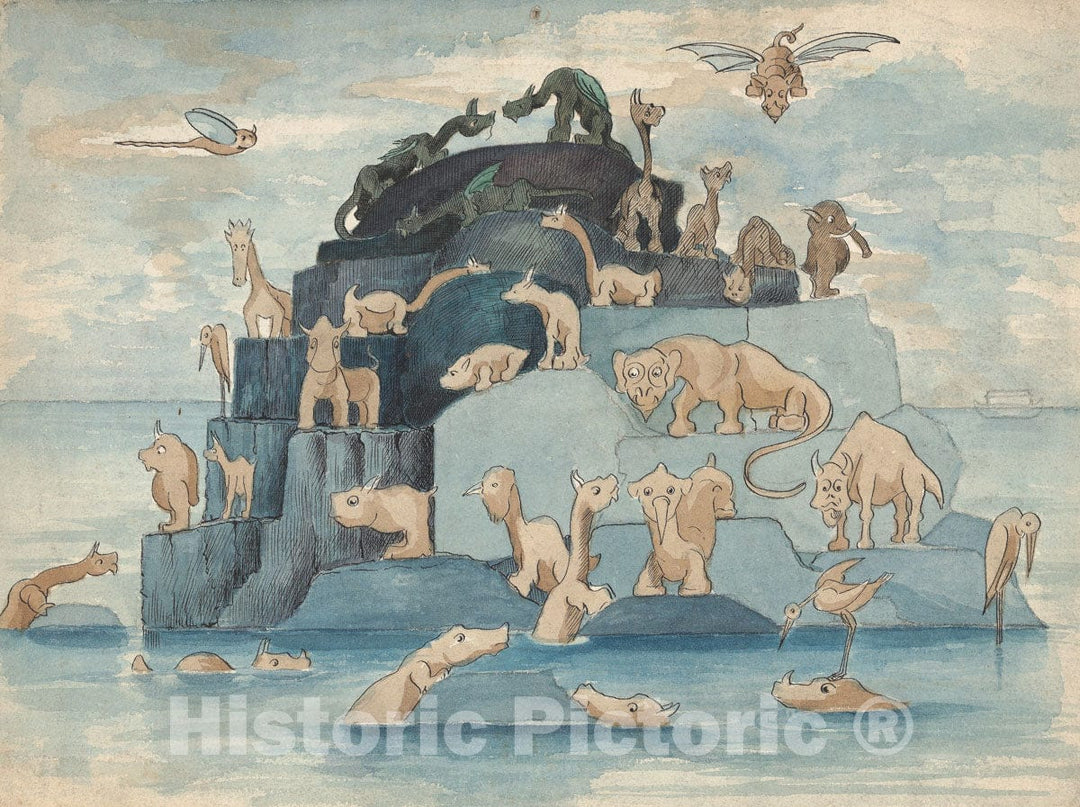 Art Print : Herbert E. Crowley - Fantastic Animals Left Off The Ark : Vintage Wall Art