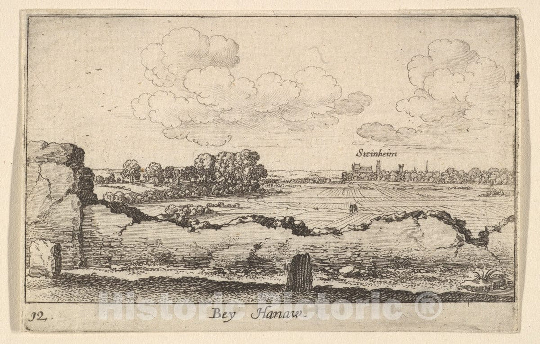 Art Print : Wenceslaus Hollar - Hanau : Vintage Wall Art