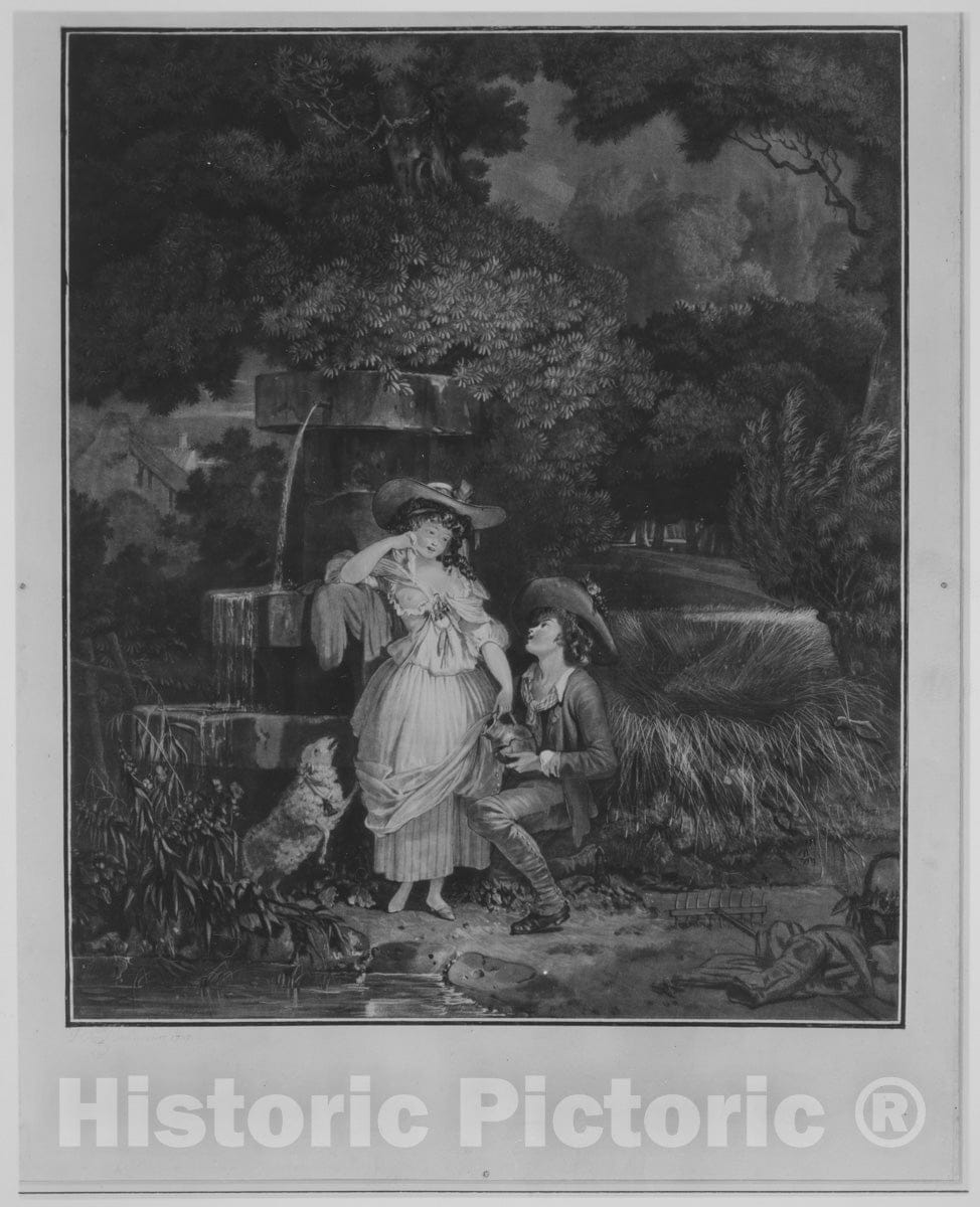 Art Print : Louis Philibert Debucourt - Fortune and Misfortune, or The Broken Pitcher : Vintage Wall Art