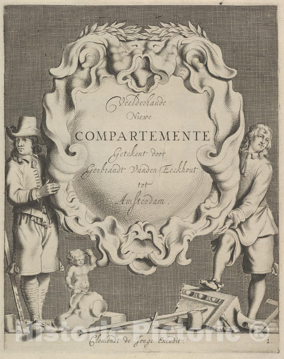 Art Print : Michiel Mosyn - Veelderhande Niewe Compartimente (Titlepage in Dutch) : Vintage Wall Art