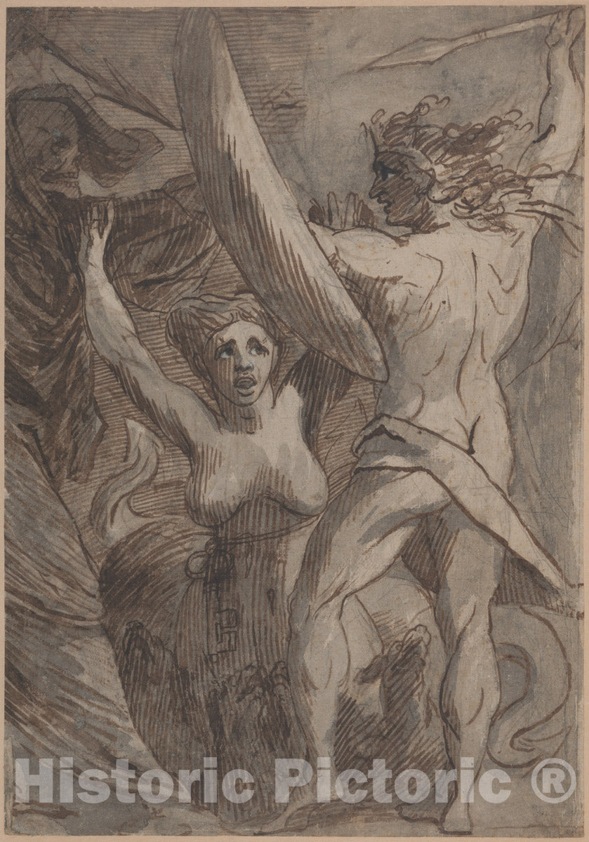 Art Print : James Barry - Satan, Sin, and Death: 'Death and Sin met by Satan on his Return from Earth' : Vintage Wall Art