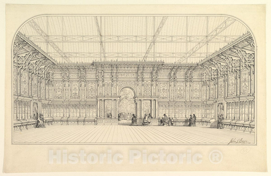 Art Print : John Gregory Crace - Gallery Lined with Display Cases : Vintage Wall Art