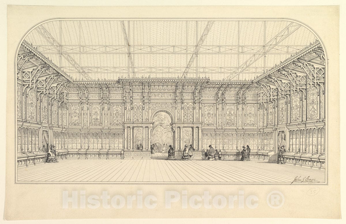Art Print : John Gregory Crace - Gallery Lined with Display Cases : Vintage Wall Art