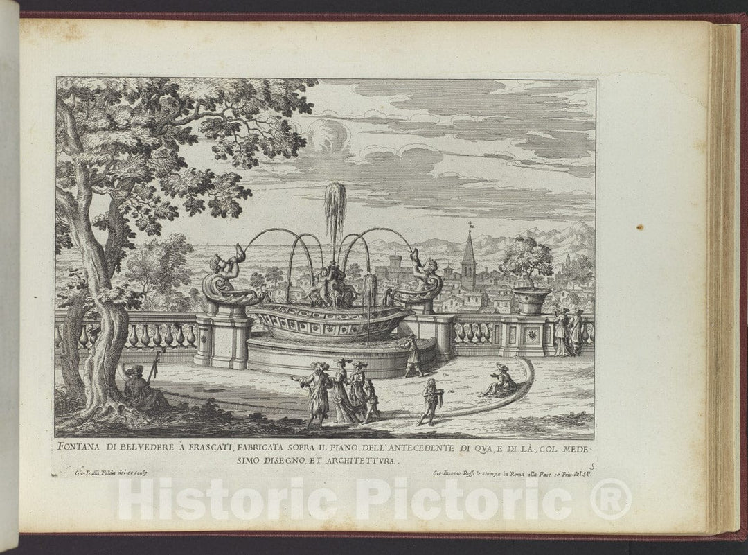 Art Print : Giovanni Battista Falda - The Villa Aldobrandini : Vintage Wall Art