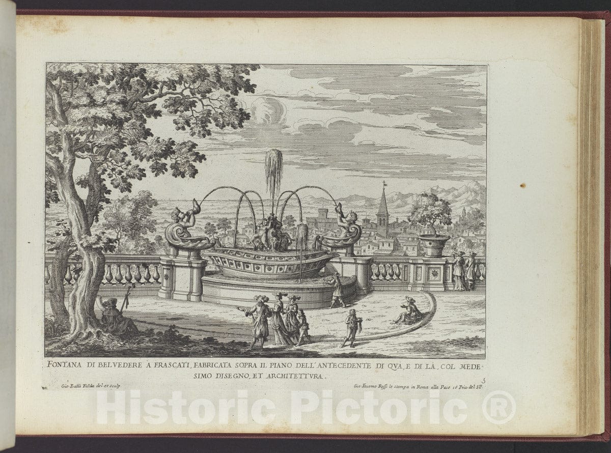 Art Print : Giovanni Battista Falda - The Villa Aldobrandini : Vintage Wall Art