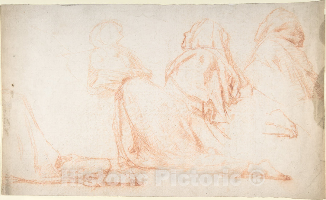 Art Print : Alexandre Laemlein - Four Figures Kneeling in Supplication : Vintage Wall Art
