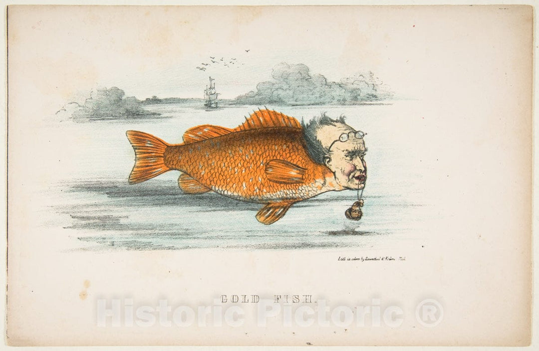 Art Print : Henry Louis Stephens - Gold Fish (Francis M. Drexel), from The Comic Natural History of The Human Race : Vintage Wall Art