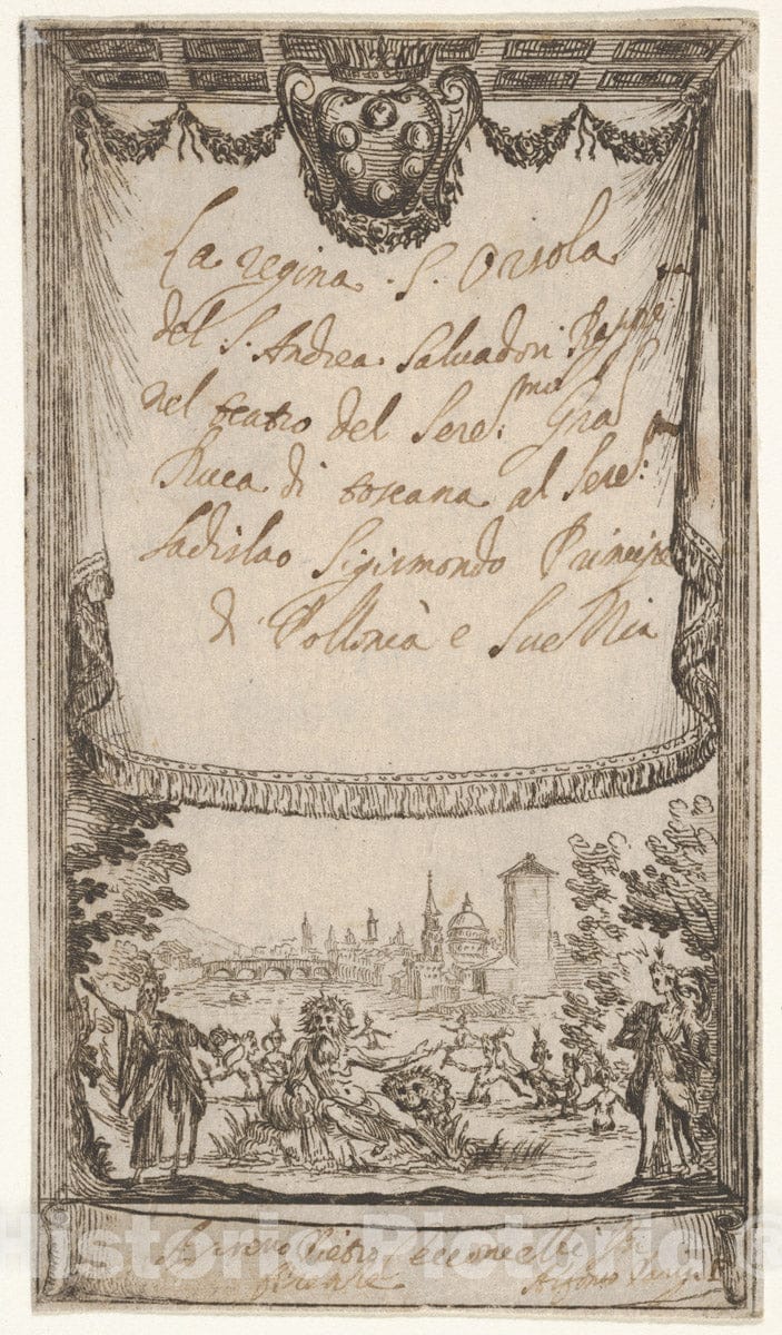 Art Print : Frontispiece, Queenly St. Ursula' - Artist: Alfonso Parigi - Created: c1640 : Vintage Wall Art