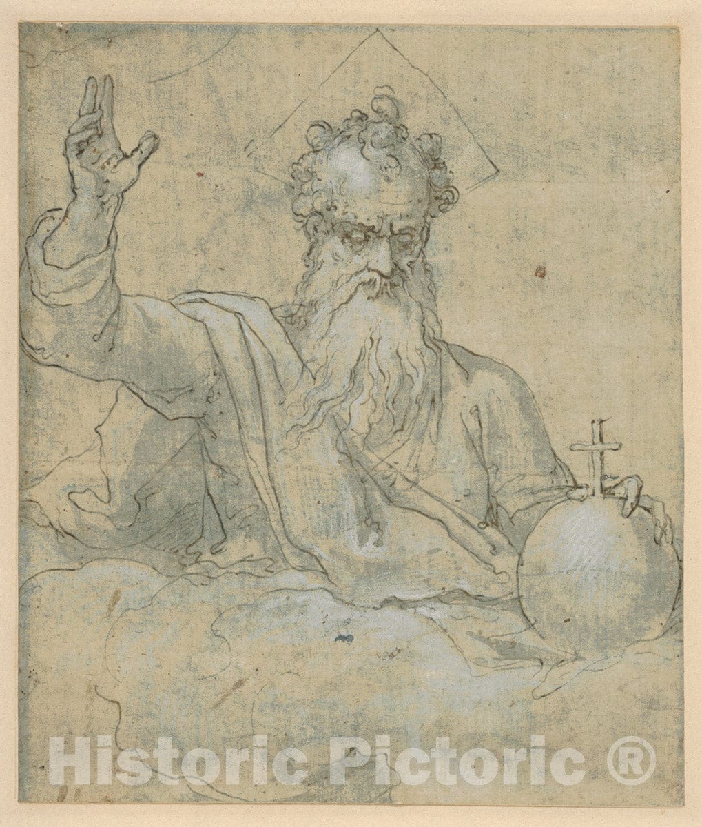 Art Print : Federico Zuccaro (Zuccari) - God The Father : Vintage Wall Art