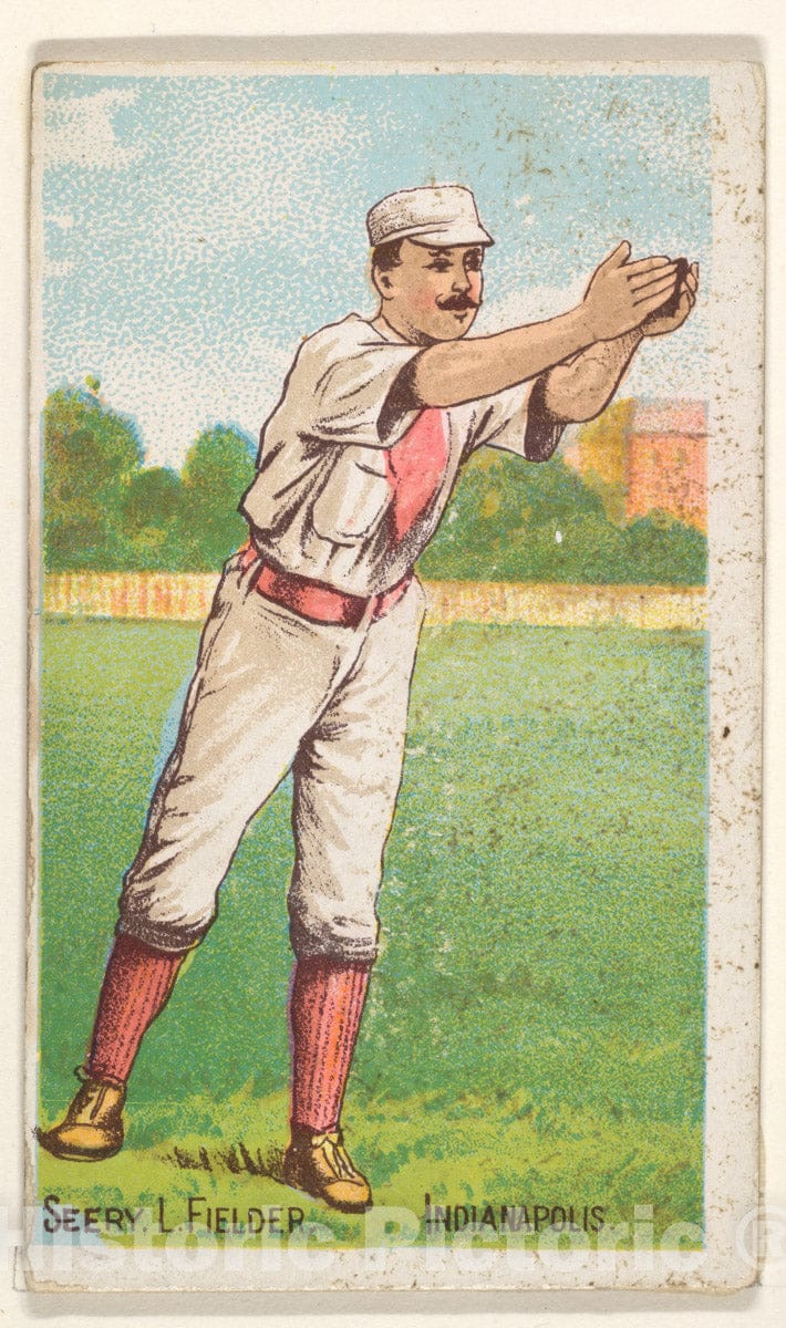 Art Print : D. Buchner & Co, New York - Seery, Left Field, Indianapolis, from The Gold Coin Series (N284) for Gold Coin Chewing Tobacco 1 : Vintage Wall Art