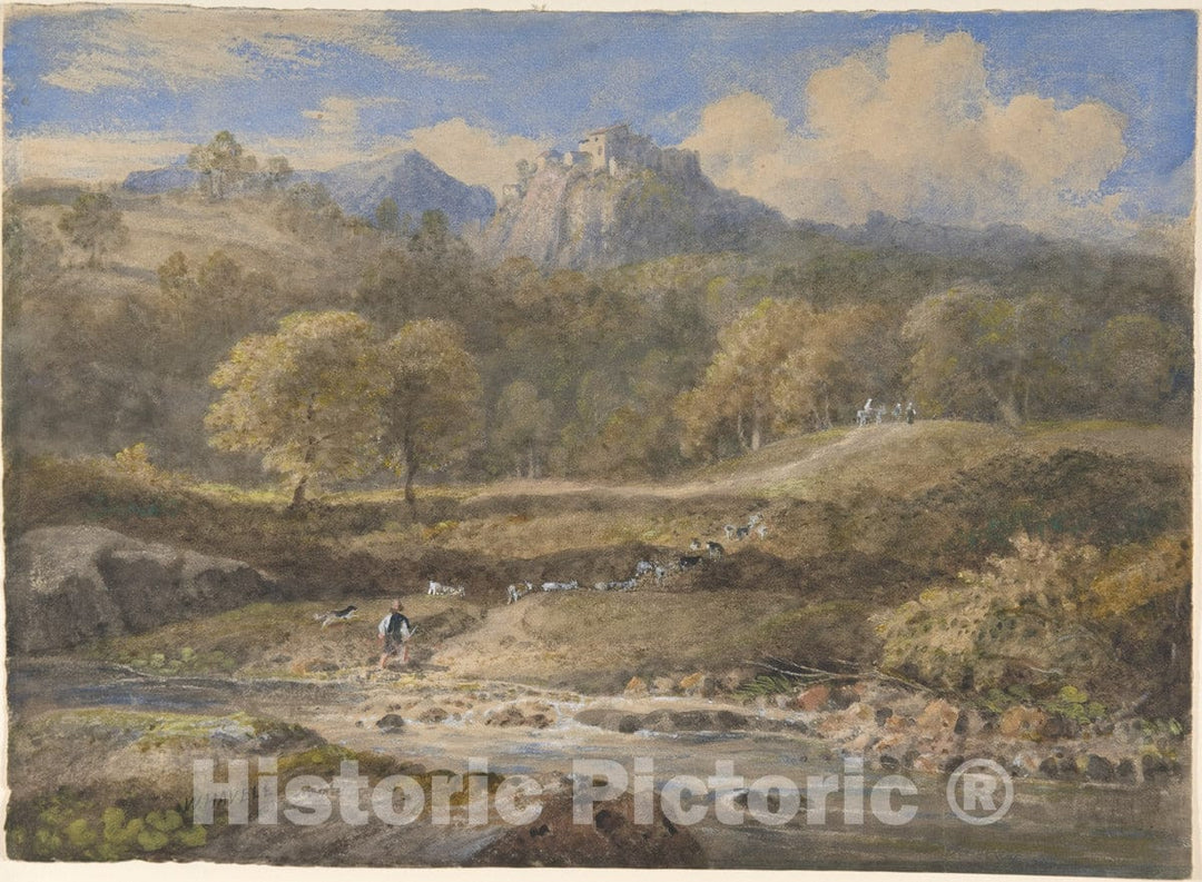 Art Print : William Havell - Licenza, Near Rome: Horace's Villa : Vintage Wall Art