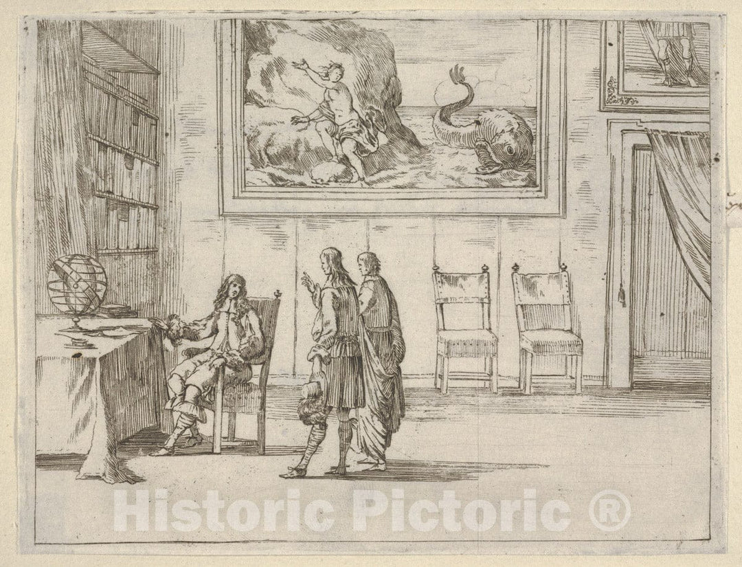 Art Print : Francesco I d'Este Displays Great Faculty in his Studies - Artist: Bartolomeo Fenice (Fenis) - Created: 1659 : Vintage Wall Art