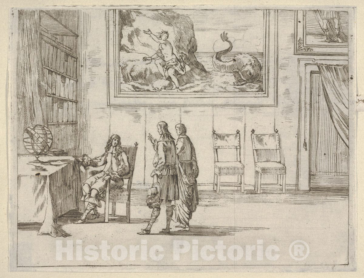 Art Print : Francesco I d'Este Displays Great Faculty in his Studies - Artist: Bartolomeo Fenice (Fenis) - Created: 1659 : Vintage Wall Art