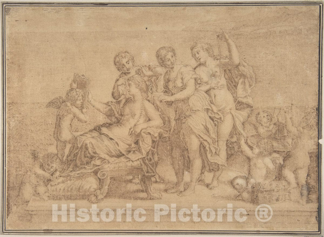 Art Print : After Francesco Albani - Engraver's Copy After The Toilet of Venus : Vintage Wall Art