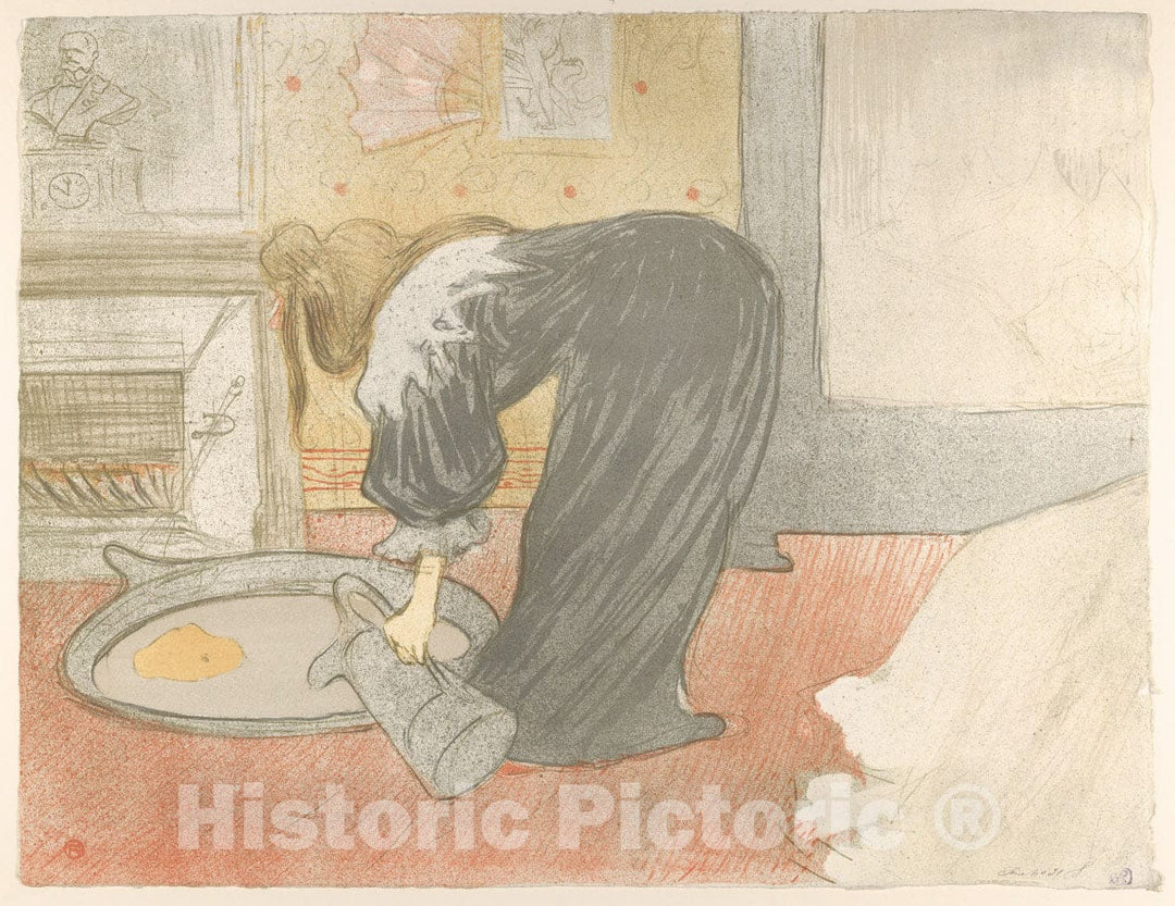 Art Print : Henri de Toulouse-Lautrec - Filling a Tub, from The Series Elles : Vintage Wall Art