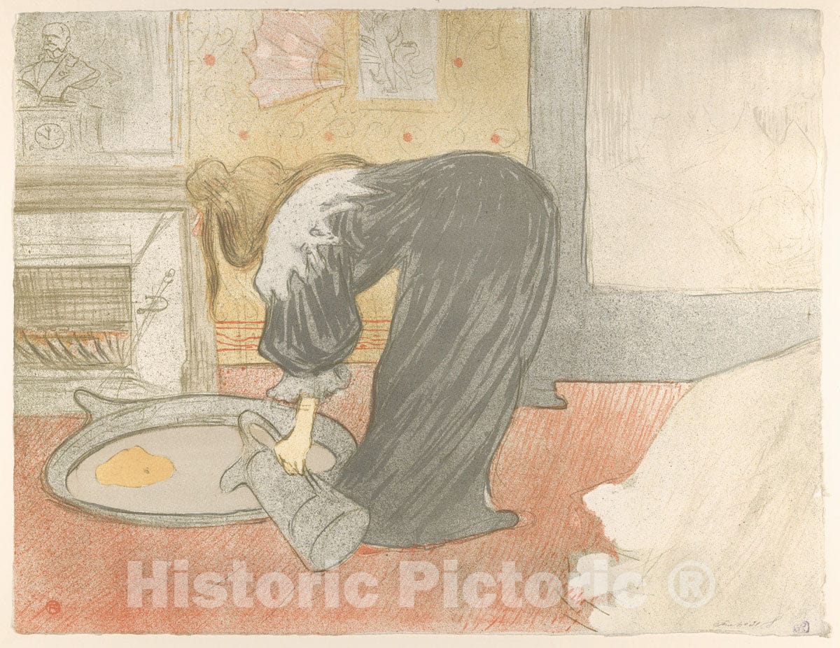 Art Print : Henri de Toulouse-Lautrec - Filling a Tub, from The Series Elles : Vintage Wall Art