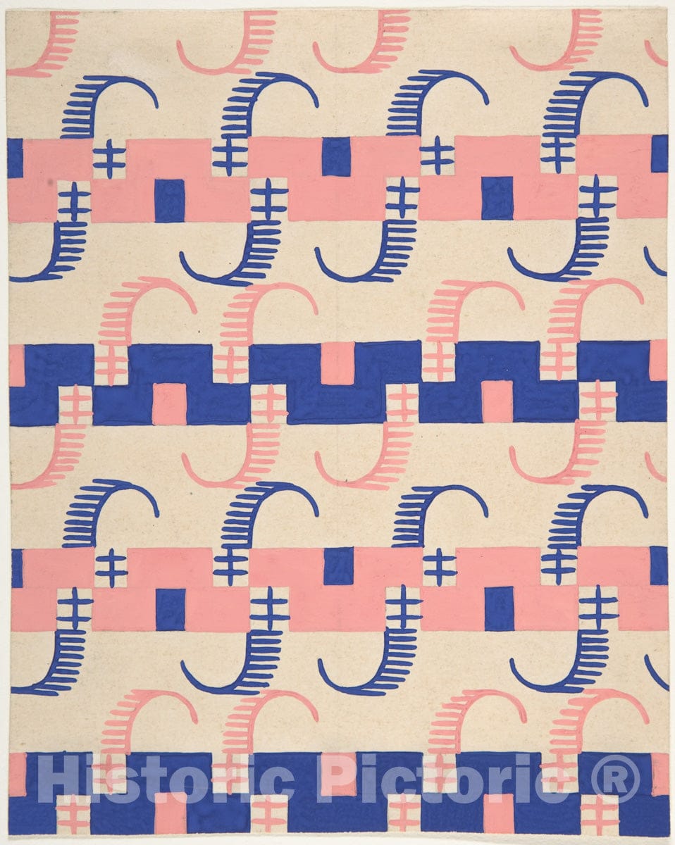 Art Print : Paul Poiret - Fabric Design with Stripes : Vintage Wall Art