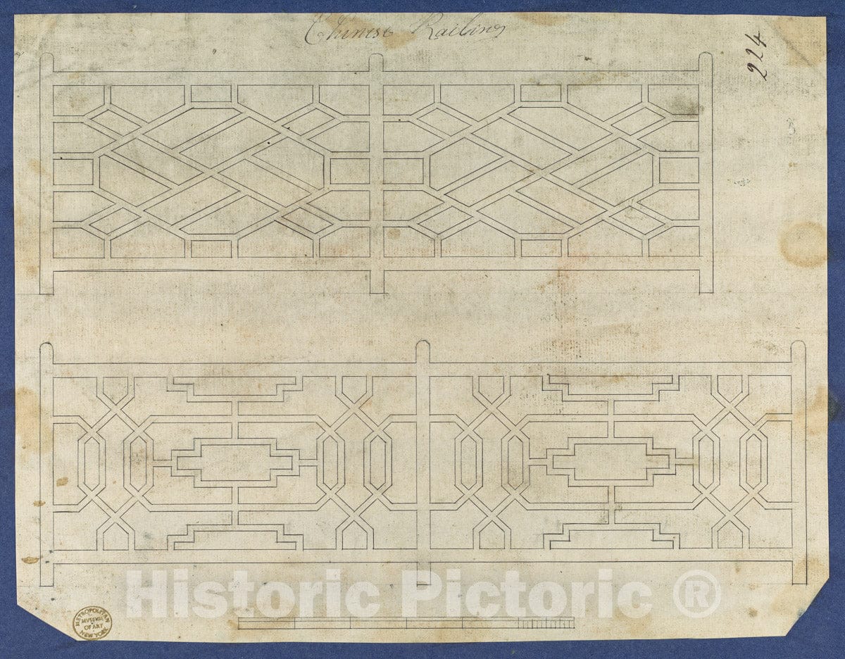 Thomas Chippendale - Chinese Railing, from Chippendale Drawings, Vol ...