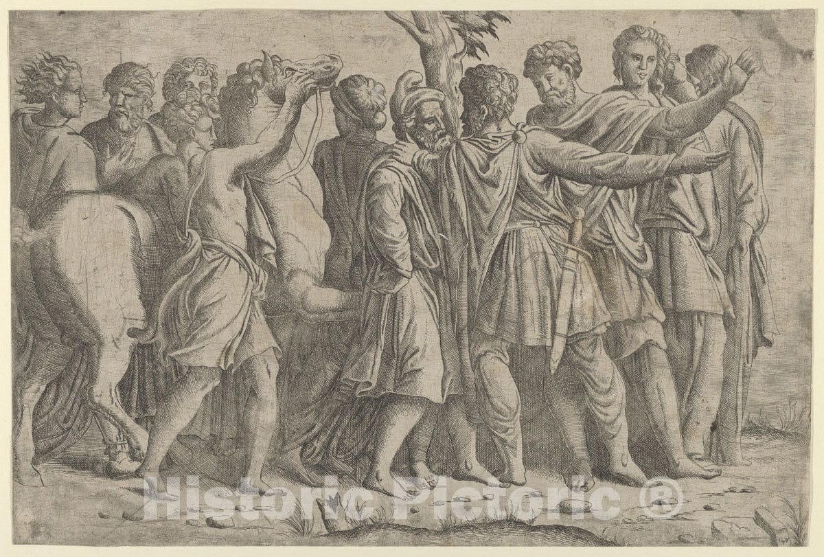 Art Print : Designed by Master I 0 V - Group of Roman Figures : Vintage Wall Art