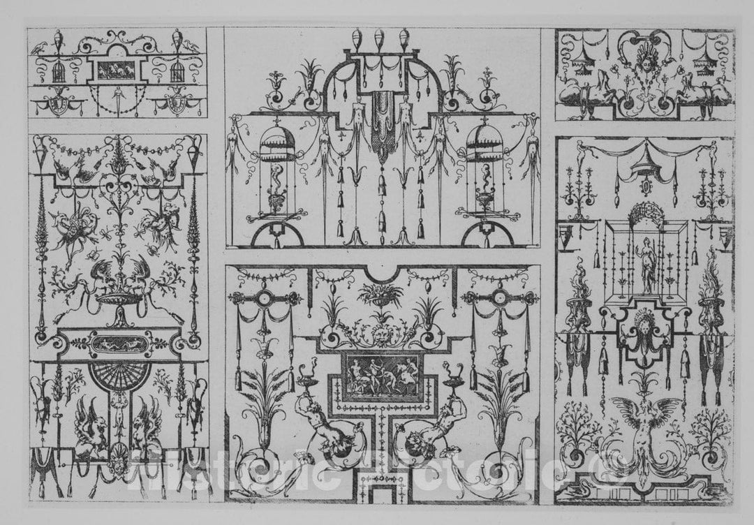 Art Print : Jacques Androuet Du Cerceau - Grotesque Ornament Panel : Vintage Wall Art