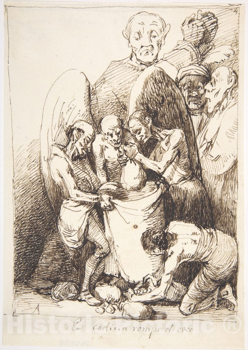 Art Print : Leonardo Alenza y Nieto - Greed Breaks The Bag (La codicia rompe el saco) : Vintage Wall Art