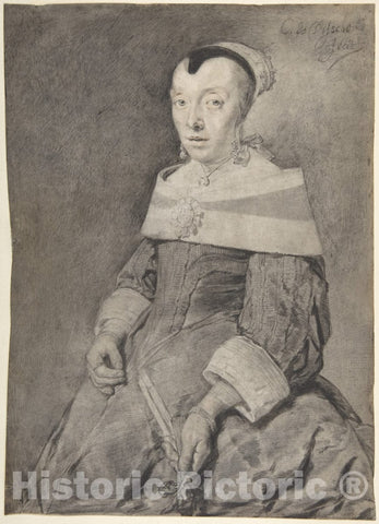 Art Print : Cornelis Visscher - Portrait of a Lady : Vintage Wall Art