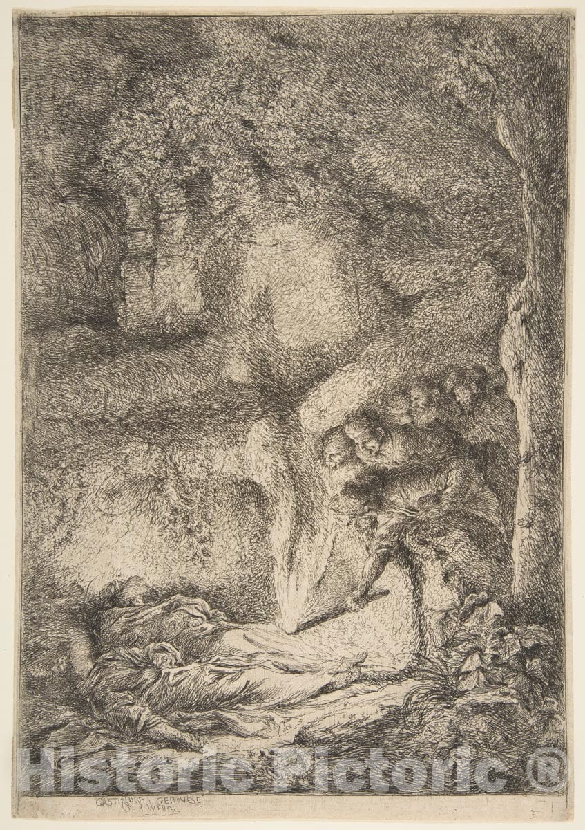 Art Print : Giovanni Benedetto Castiglione (Il Grechetto) - Finding The Bodies of Saints Peter and Paul 1 : Vintage Wall Art