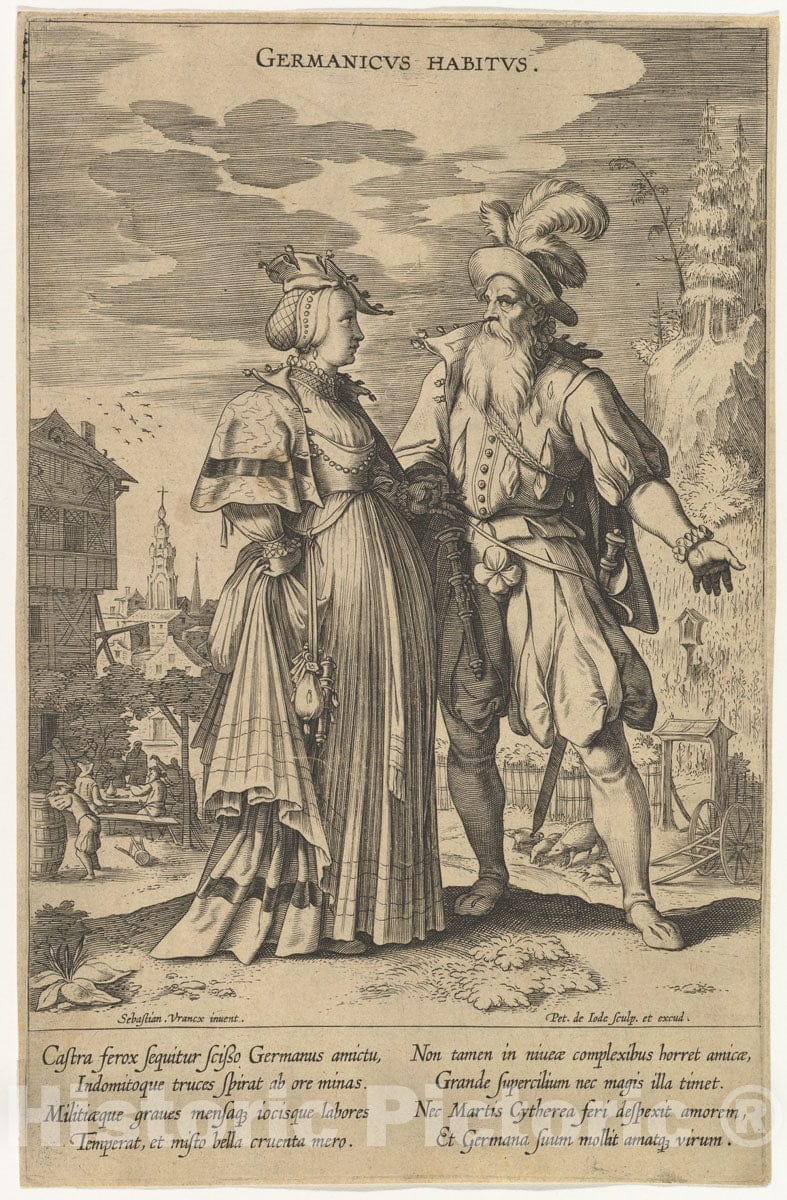 Art Print : Pieter de Jode I - Germanicus Habitus, from Fashions of Different Nations : Vintage Wall Art