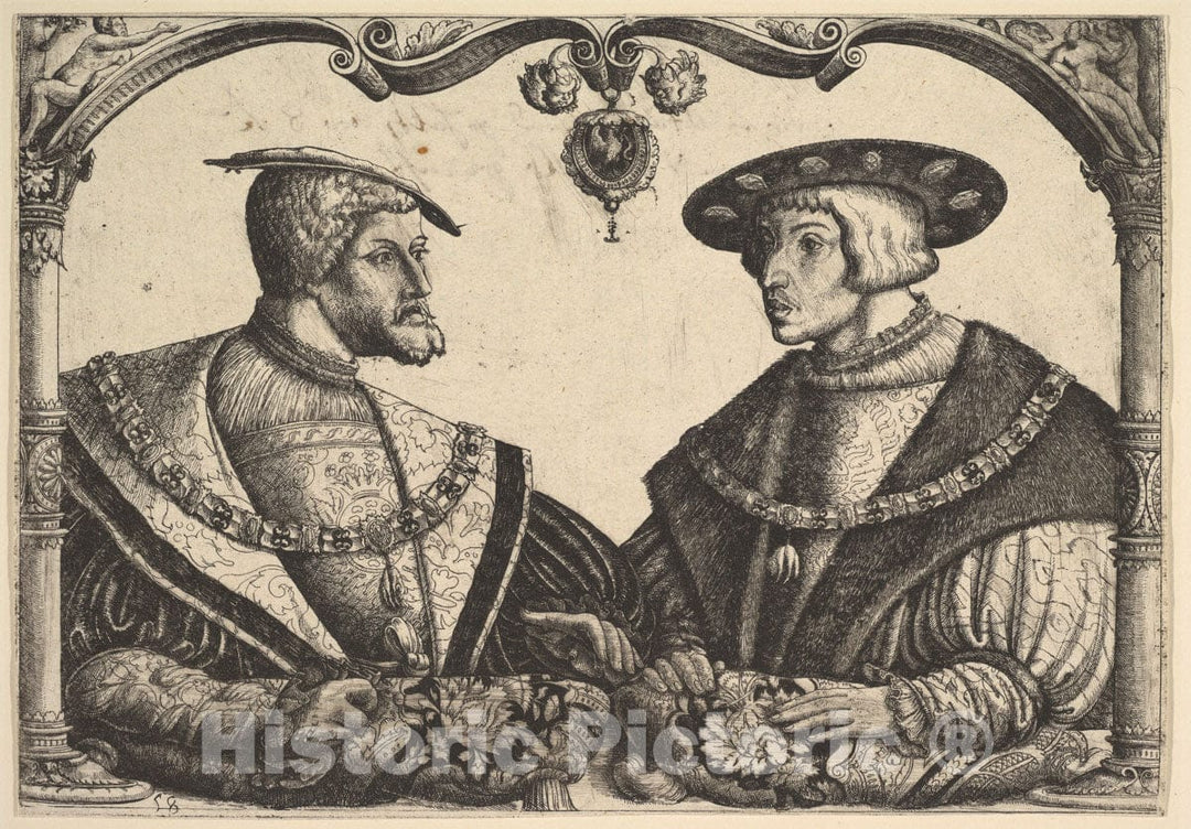 Art Print : Conrad Baur - Emperor Charles V and Ferdinand I : Vintage Wall Art