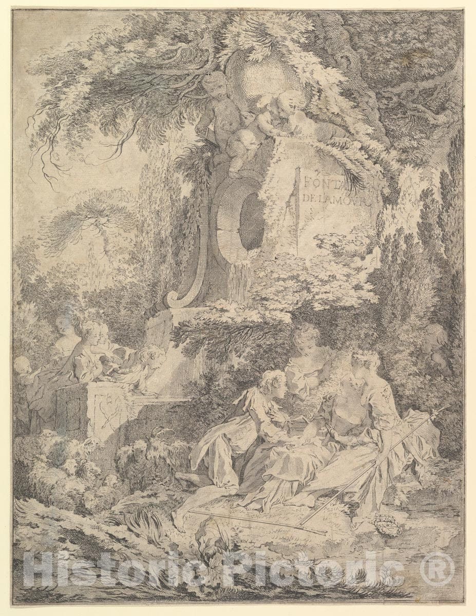 Art Print : Pierre Aveline - Fountain of Love : Vintage Wall Art