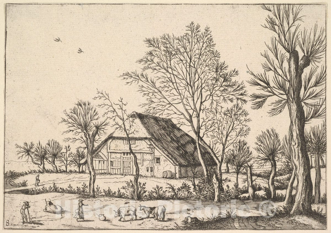 Art Print : Johannes Van Doetecum The Elder - Farm, from The Small Landscapes : Vintage Wall Art