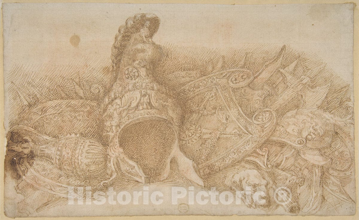 Art Print : After Polidoro da Caravaggio - Frieze of Trophies : Vintage Wall Art