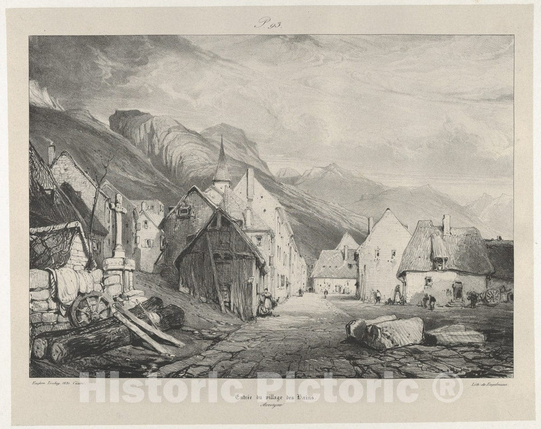 Art Print : Eugène Isabey - Entry to The Village of Bains : Vintage Wall Art
