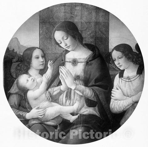 Art Print : Workshop of Domenico Ghirlandaio - Madonna and Child with Angels : Vintage Wall Art