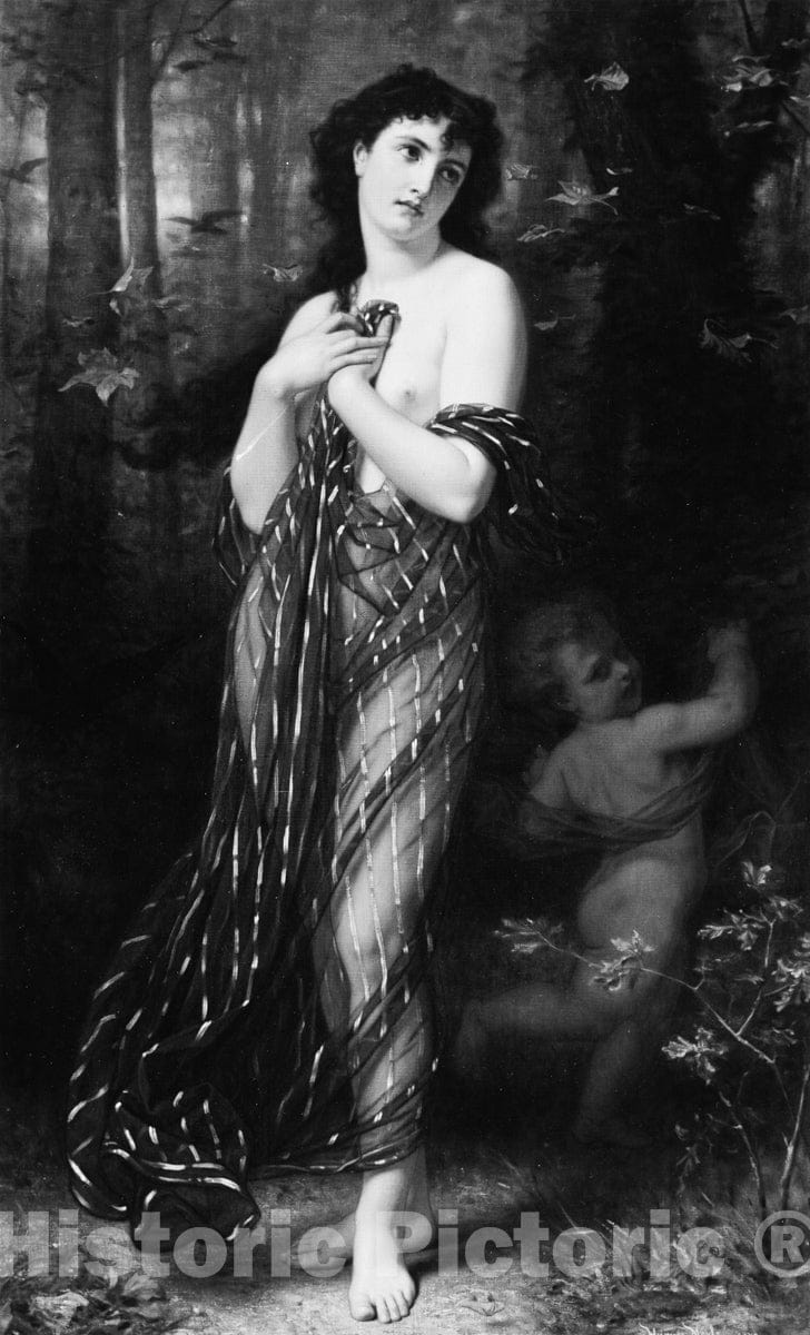 Art Print : Hugues Merle - Falling Leaves, Allegory of Autumn : Vintage Wall Art
