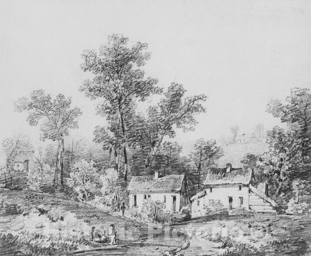 Art Print : Thomas Sidney Cooper - Farm Landscape (from McGuire Scrapbook) : Vintage Wall Art