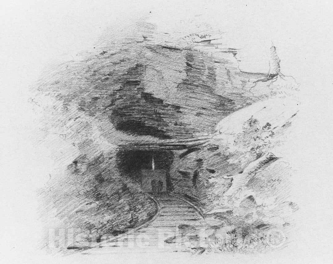 Art Print : Thomas Addison Richards - Entrance to a Coal Mine in The Valley of Wyoming, Pennsylvania (Entrance to a Coal Mine, Susquehanna) : Vintage Wall Art