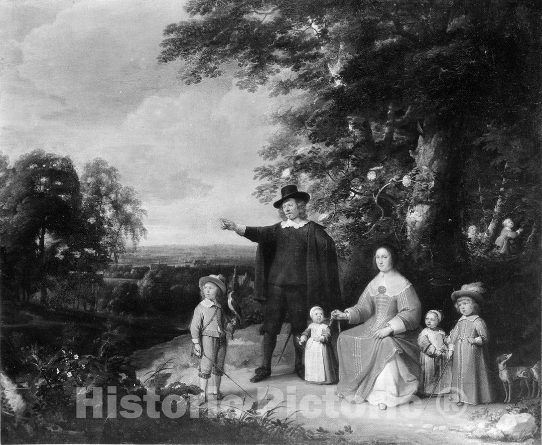 Art Print : Jacques d'Arthois - Family Group in a Landscape : Vintage Wall Art