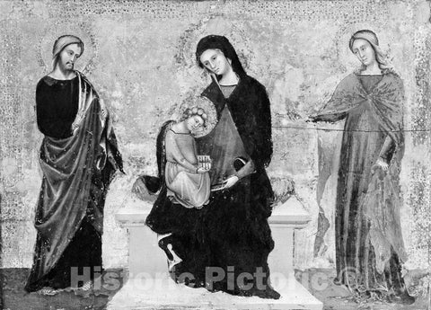 Art Print : Marco di Paolo Veneziano - Madonna and Child Enthroned with Saints James Minor and Lucy : Vintage Wall Art