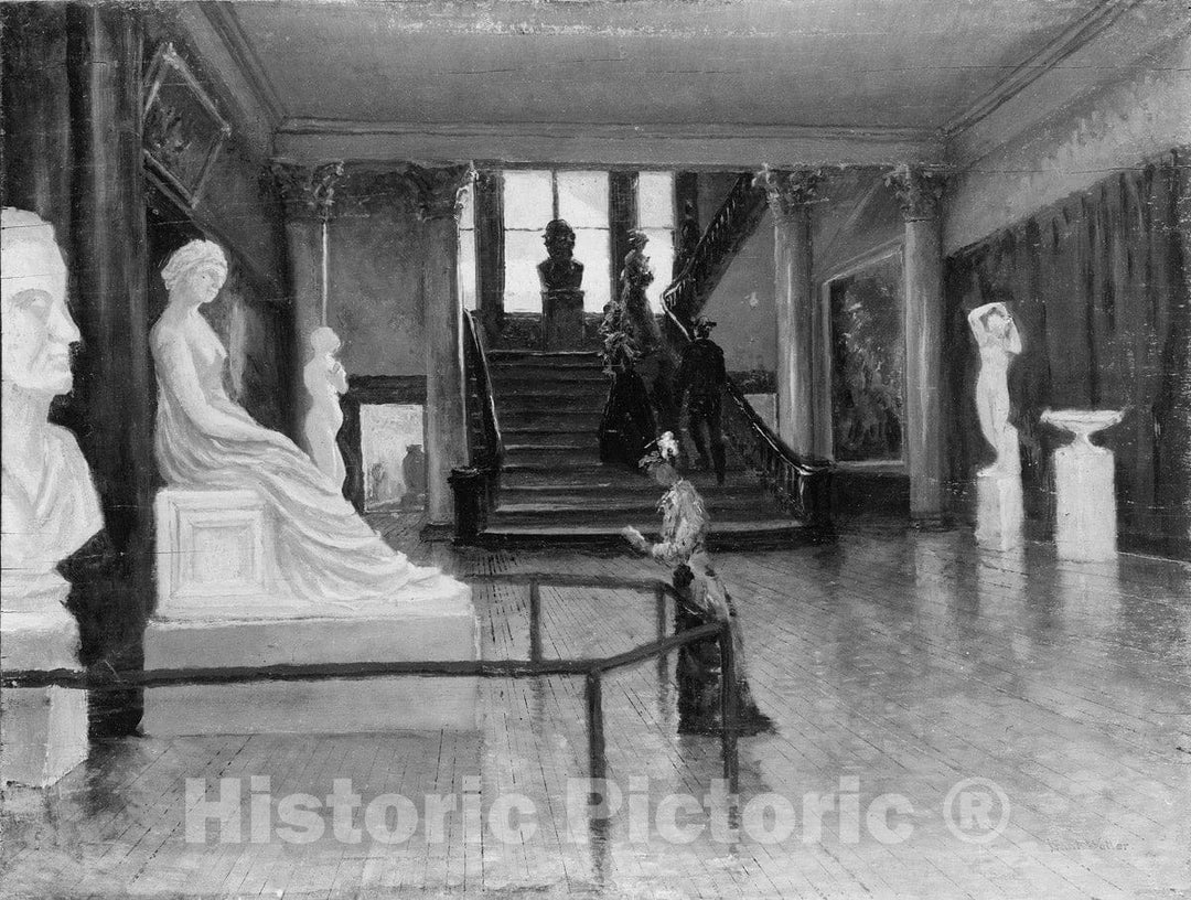 Art Print : Frank Waller - Entrance Hall of The Metropolitan Museum of Art When in Fourteenth Street : Vintage Wall Art