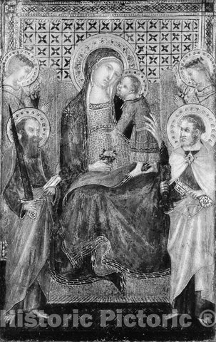 Art Print : Lippo Vanni (Lippo Vanni di Giovanni) - Madonna and Child Enthroned with Saints Peter and Paul and Angels : Vintage Wall Art